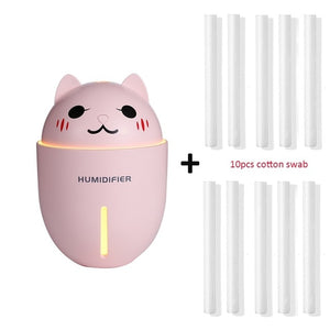 3 in 1 320ML USB Air Humidifier Ultrasonic Cool-Mist Adorable Pet Mini Humidifier With LED Light Mini USB Fan