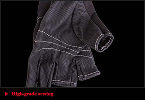 Leather gloves for fishing glove three figner