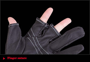 Leather gloves for fishing glove three figner