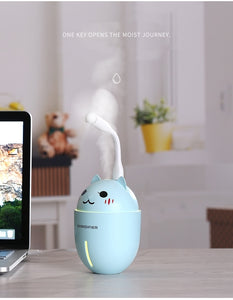 3 in 1 320ML USB Air Humidifier Ultrasonic Cool-Mist Adorable Pet Mini Humidifier With LED Light Mini USB Fan