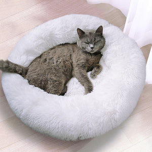 Long Plush Cat Bed House Soft Round Cat Bed Winter Pet Dog Cushion Mats For Small Dogs Cats Nest Warm Puppy Kennel 50/60/70cm