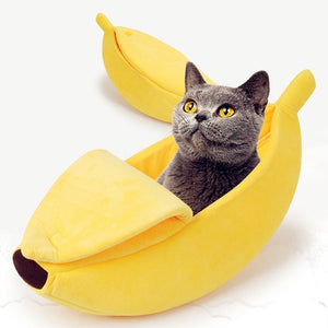 Banana Cat Bed House Cute Banana Puppy Cushion Kennel Warm soft Pet bet cat Supplies Mat Beds for Cats Kittens