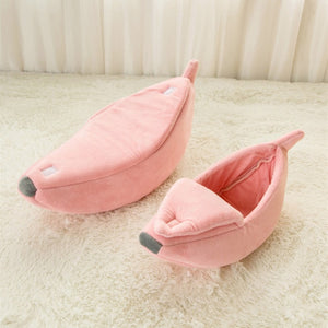 Banana Cat Bed House Cute Banana Puppy Cushion Kennel Warm soft Pet bet cat Supplies Mat Beds for Cats Kittens