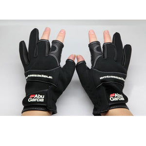 Leather gloves for fishing glove three figner