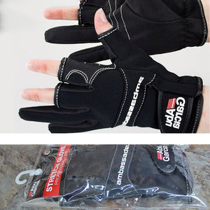Leather gloves for fishing glove three figner